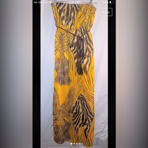 Entro sz med Dark Yellow & Brown‎ Animal Print Maxi Dress